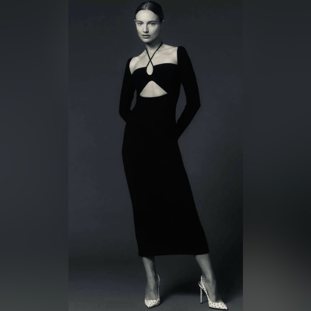 Reformation Alexei Cut Out Long Sleeve Dress In Black Size XL